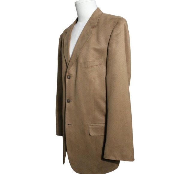 Jeffrey Banks SZ 44R 3 Button Sport Jacket Blazer, Camel Colour Microfiber - Picture 5 of 8